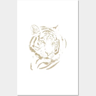 Gold Tiger Print White Design Posters and Art